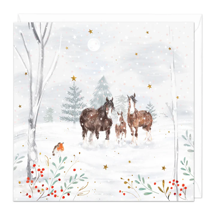 Christmas Cards - Festive Shire Horses