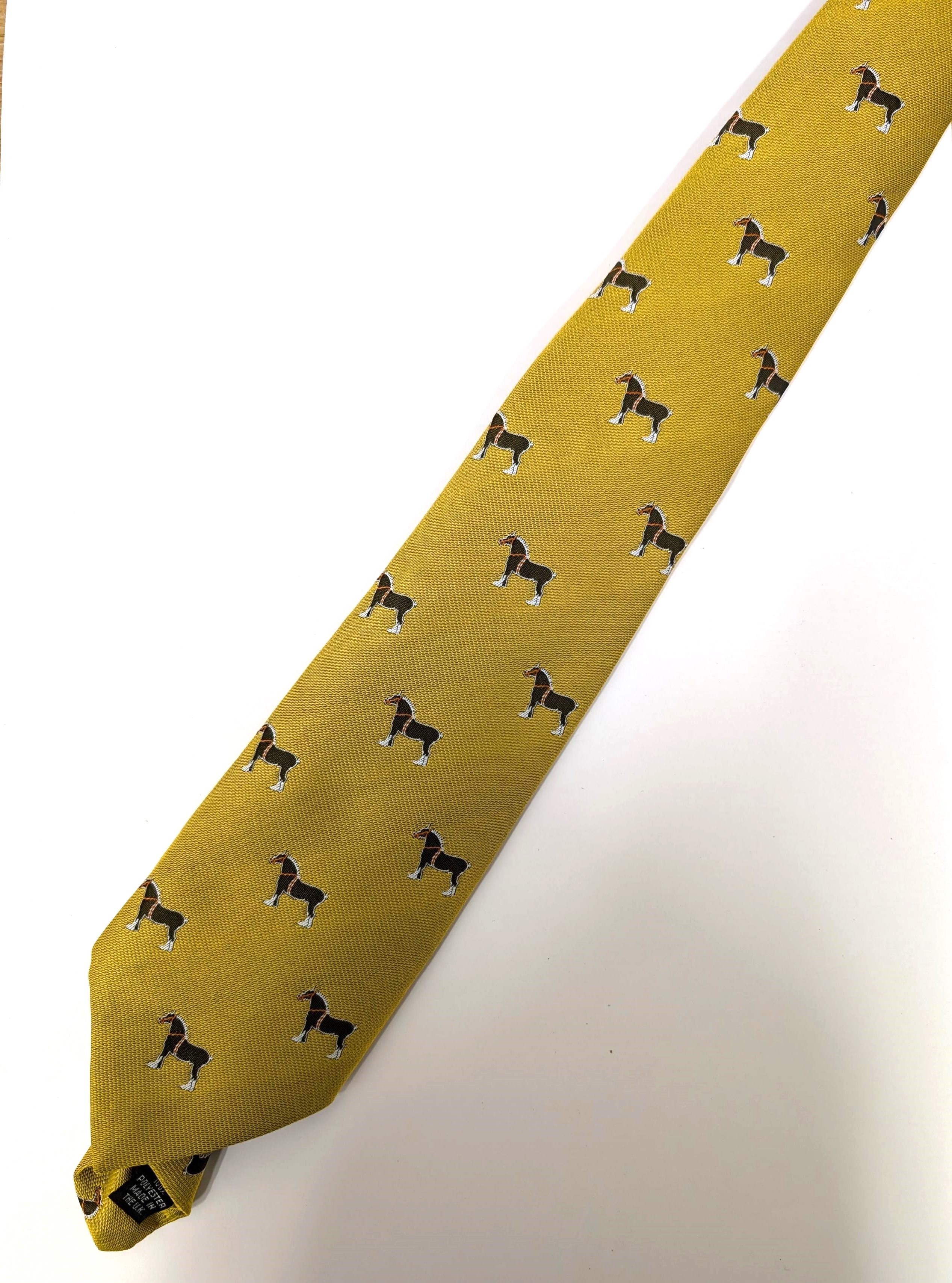 Tie - Mustard Yellow with Shire Horse repeat design