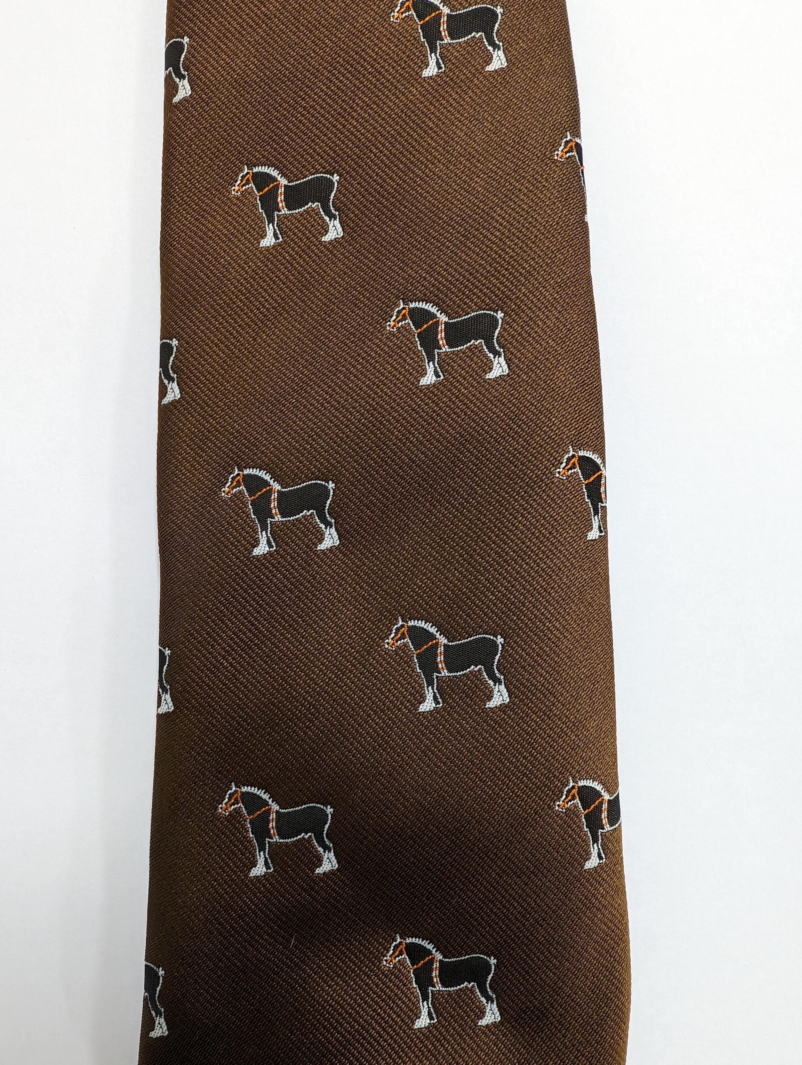 Tie - Brown with Shire Horse repeat design
