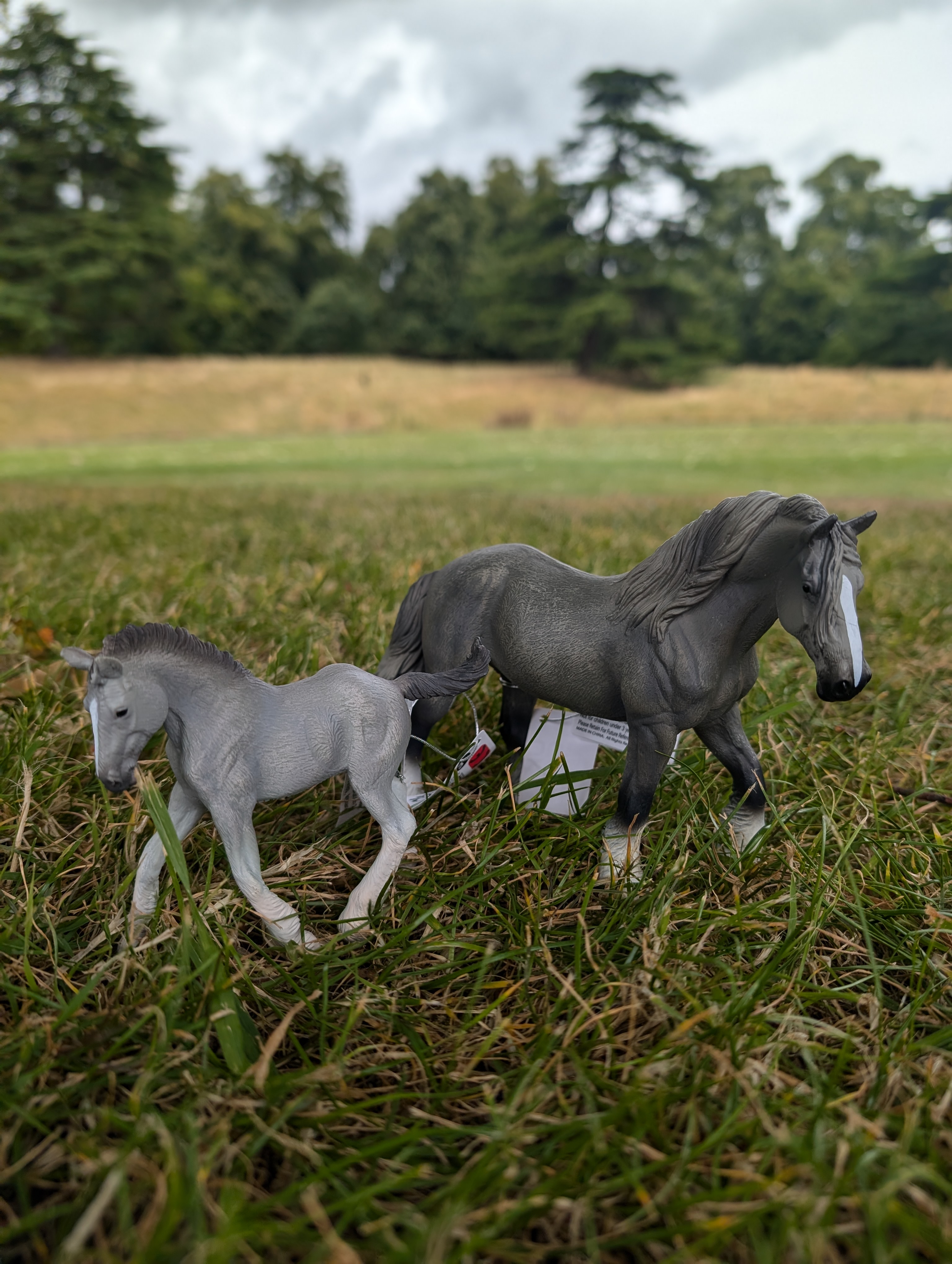 Shire Horse Mare & Foal Combo - Grey