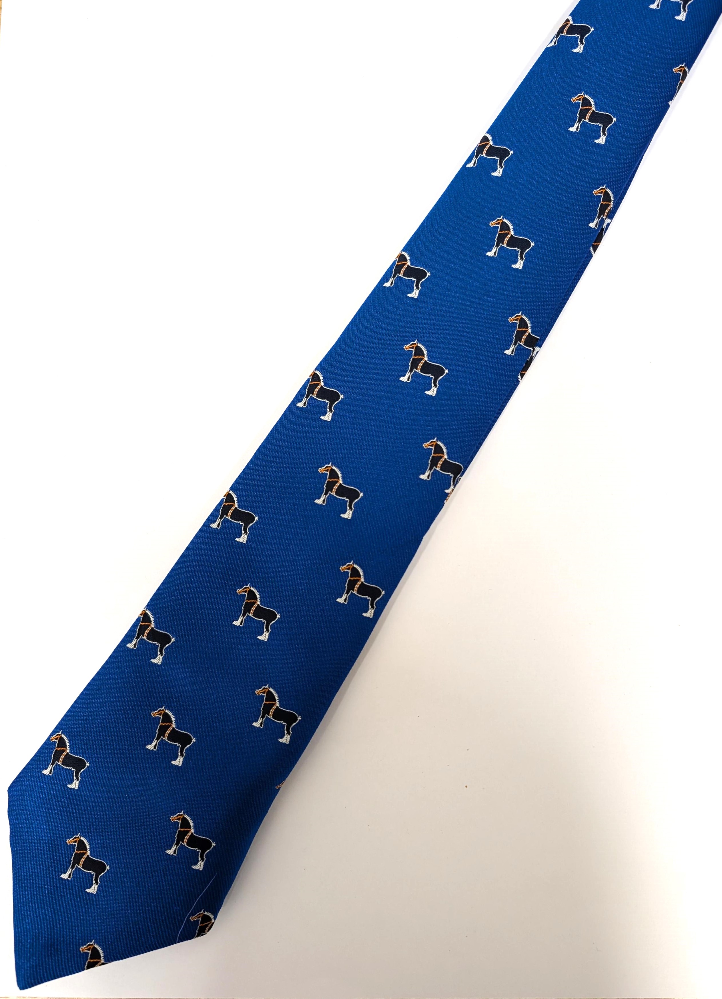 Tie - Royal Blue with Shire Horse repeat design