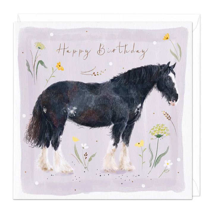 Birthday Card - Black Shire Horse